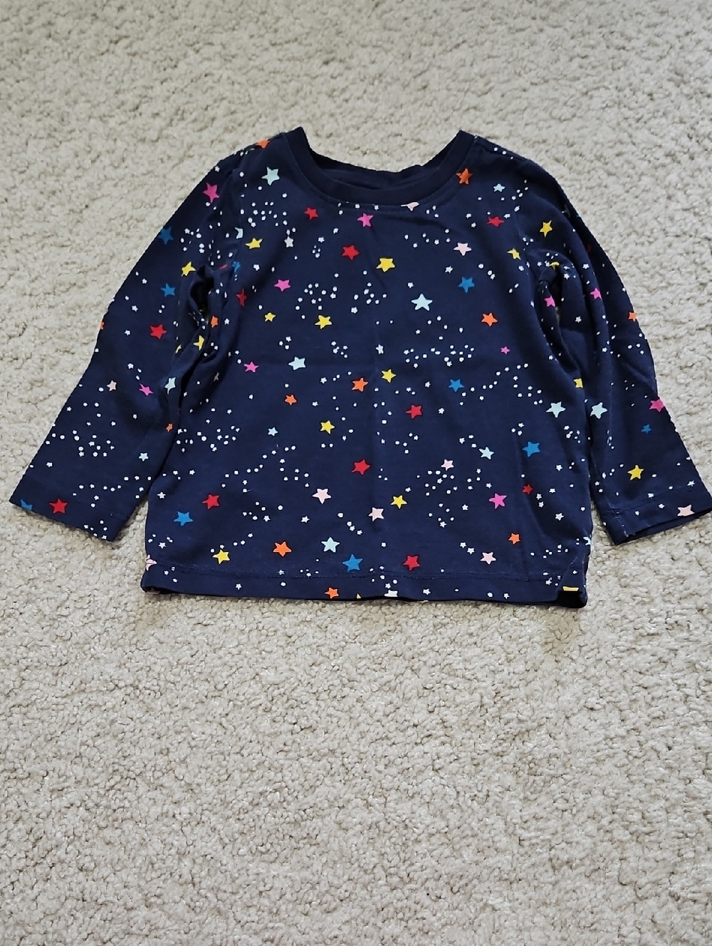 Hanna Andersson Navy Long-Sleeve Top with Multicolor Stars